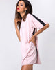 Afbeelding van Dore T-shirt jurk in Blush met zwarte streep