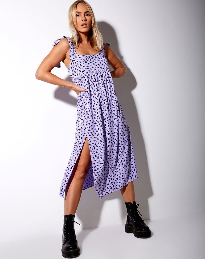 Afbeelding van Dorothy Midi Dress in Dainty Daisy Lila