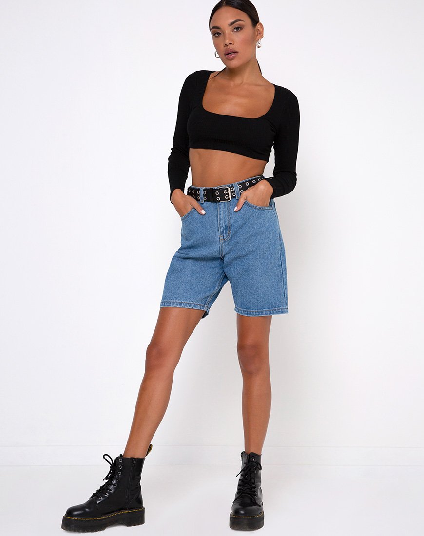 Afbeelding van Drea Crop Top in Rib Zwart