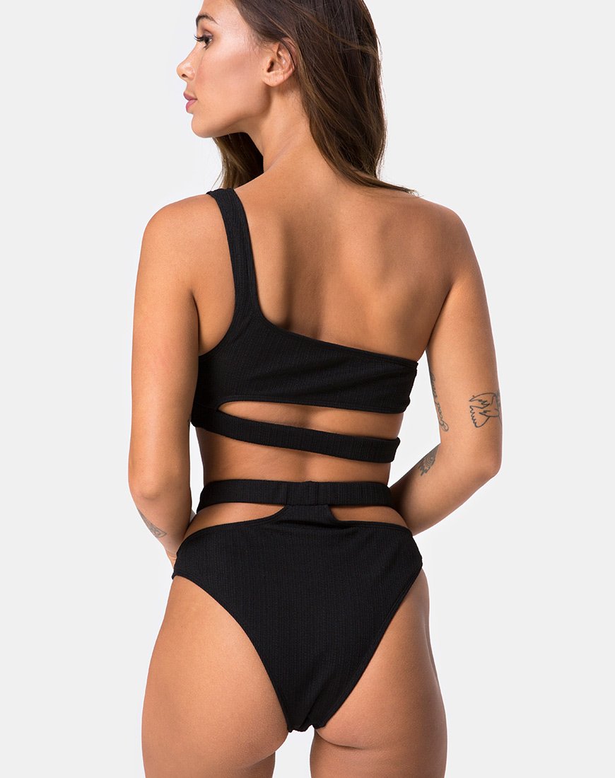 Afbeelding van Drelins Bikinitop in zwart ribtricot