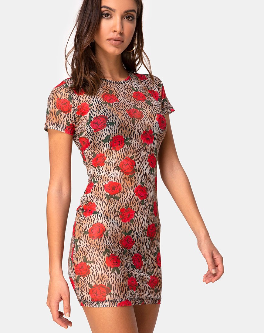 Whitney Bodycon Jurk in Tijgerroos