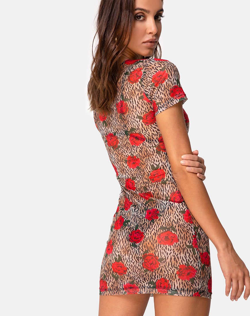 Whitney Bodycon Jurk in Tijgerroos