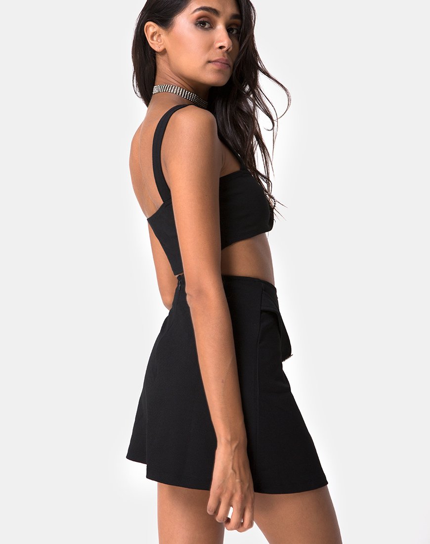 Drue Crop Top in Zwart met Diamanten Ring