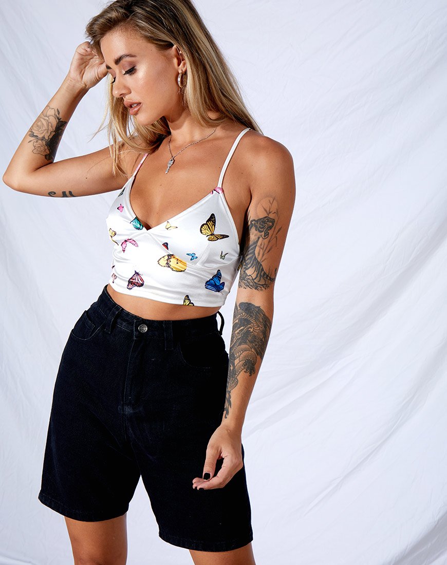 Veila Gewatteerde Top in Crème Vlinder