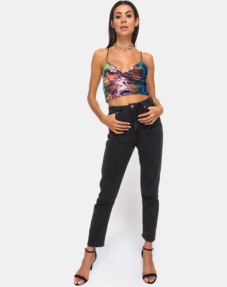Afbeelding van Dyrilla Cropped Bralet in Drakenfruit Pailletten