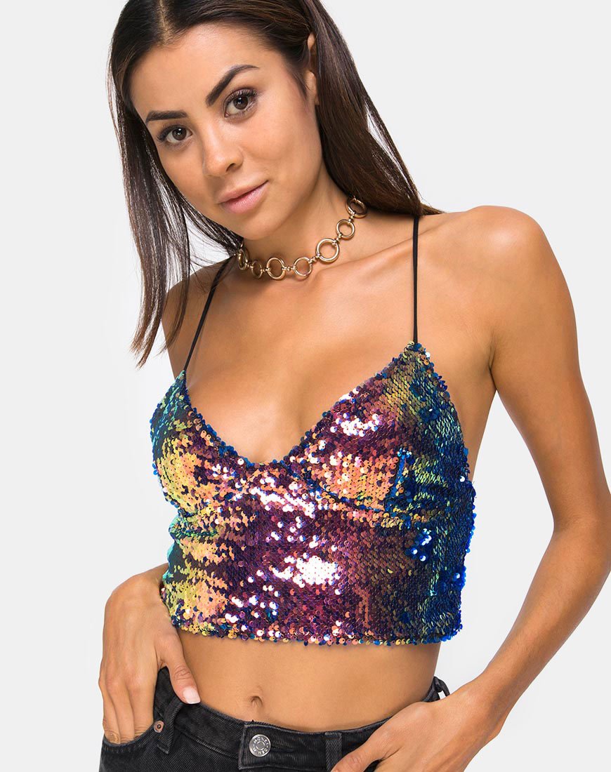 Dyrilla Cropped Bralet in Drakenfruit Pailletten