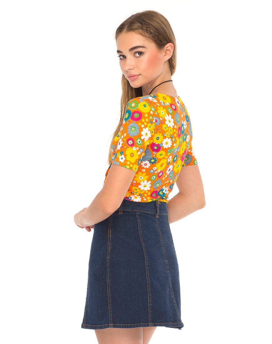 Eclat Crop Top in Playtime Bloemen Oranje