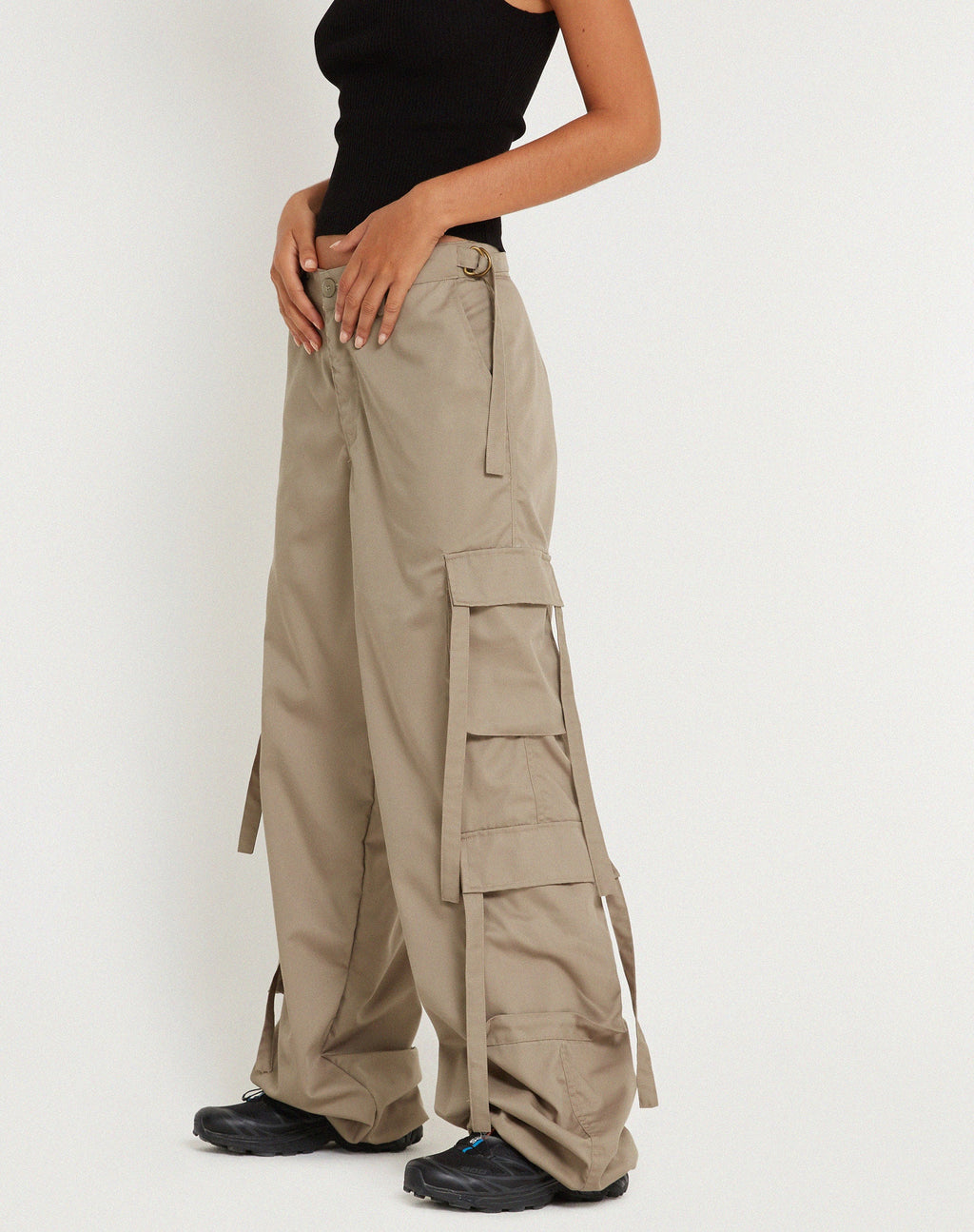 Edgar wijde Cargo broek in Cotton Drill Taupe