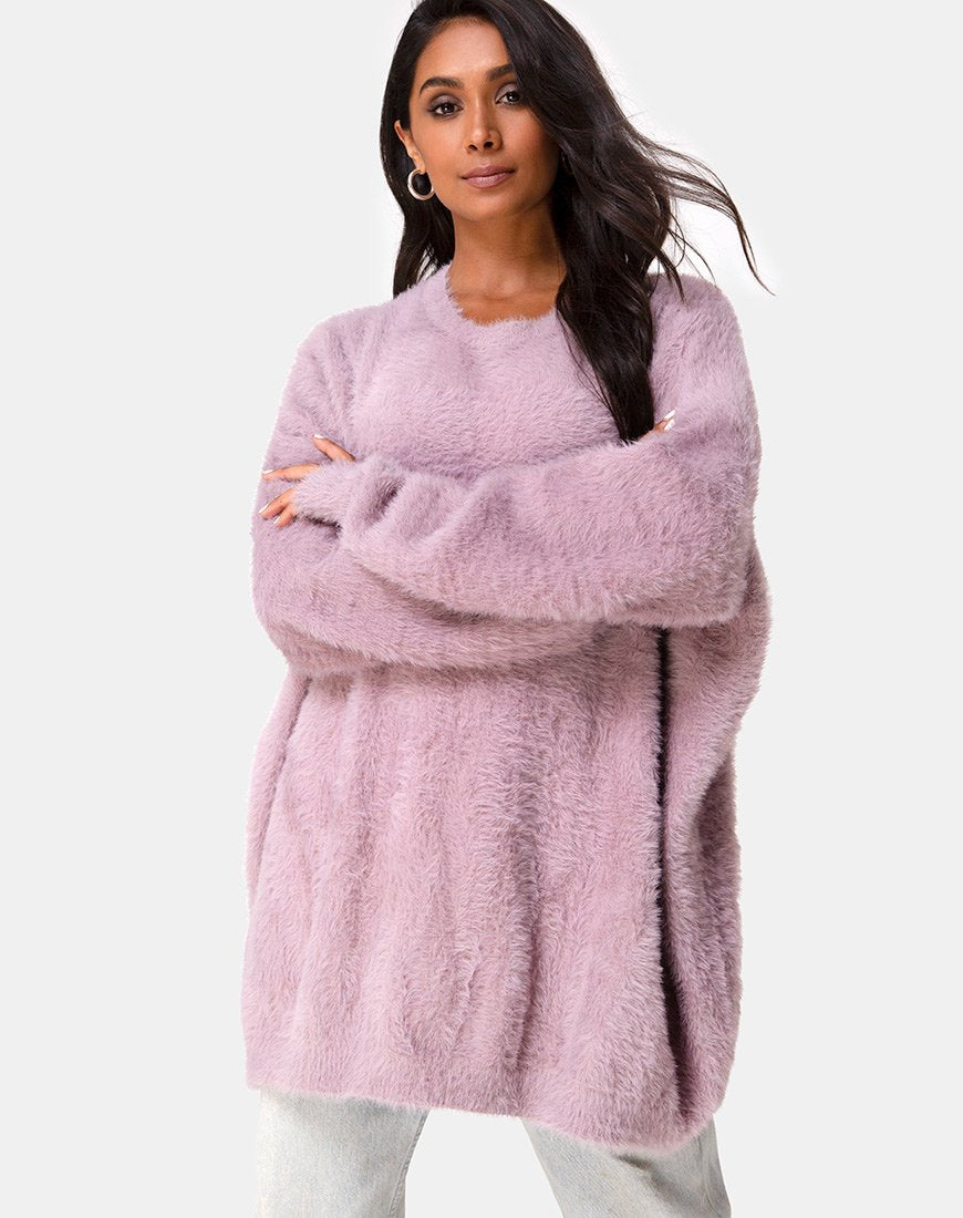 Edgen trui in gebreid Mauve