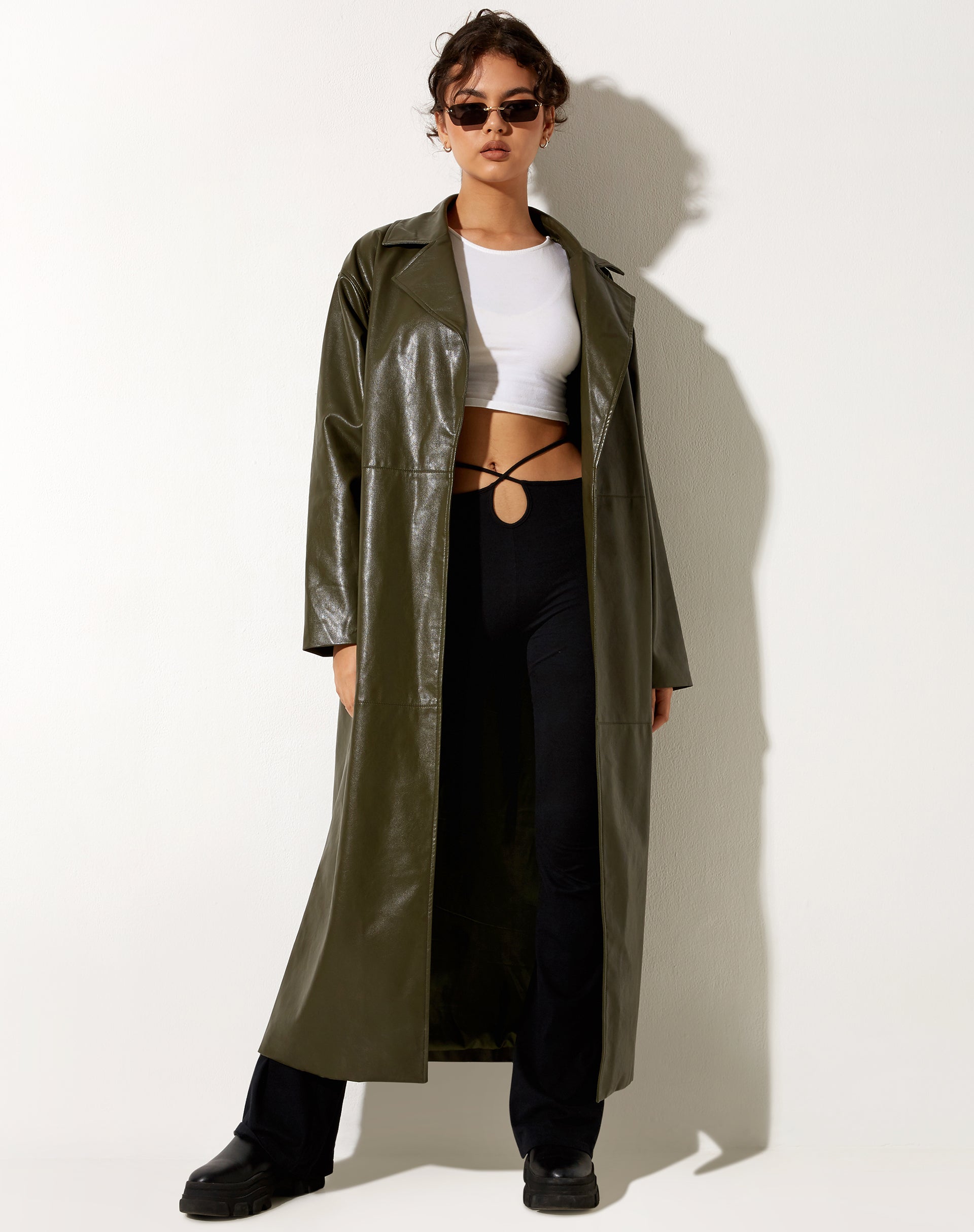 Afbeelding van Ejo Trench Coat in PU Donker Olijf