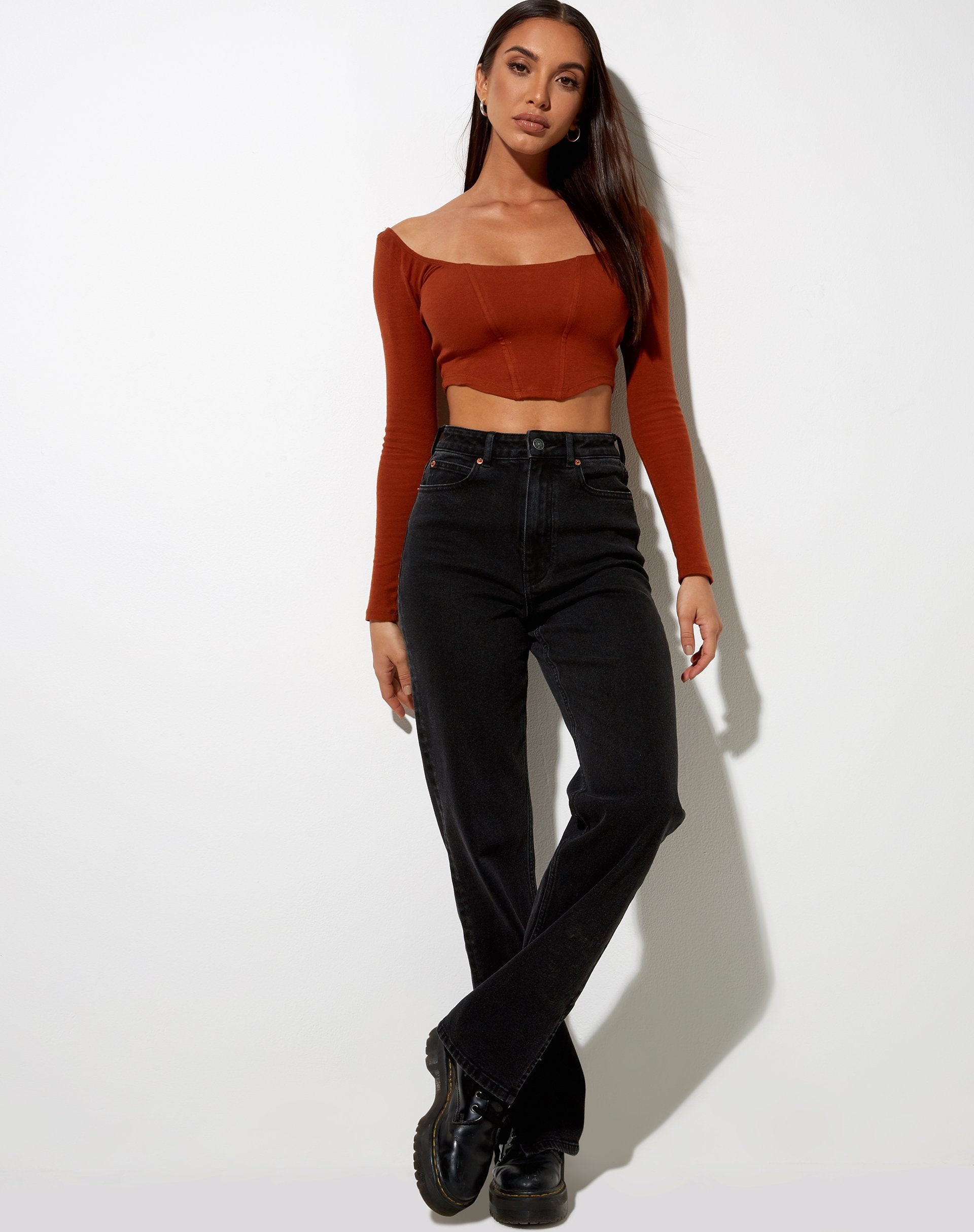 Afbeelding van Elcaca Crop Top in Rib Bombay Bruin