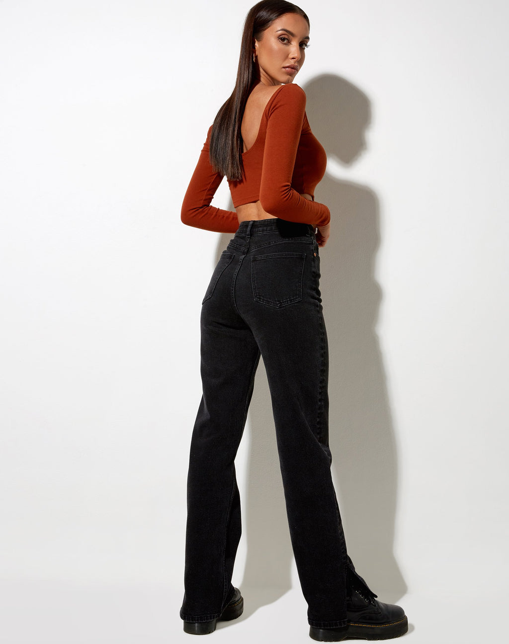 Elcaca Crop Top in Rib Bombay Bruin