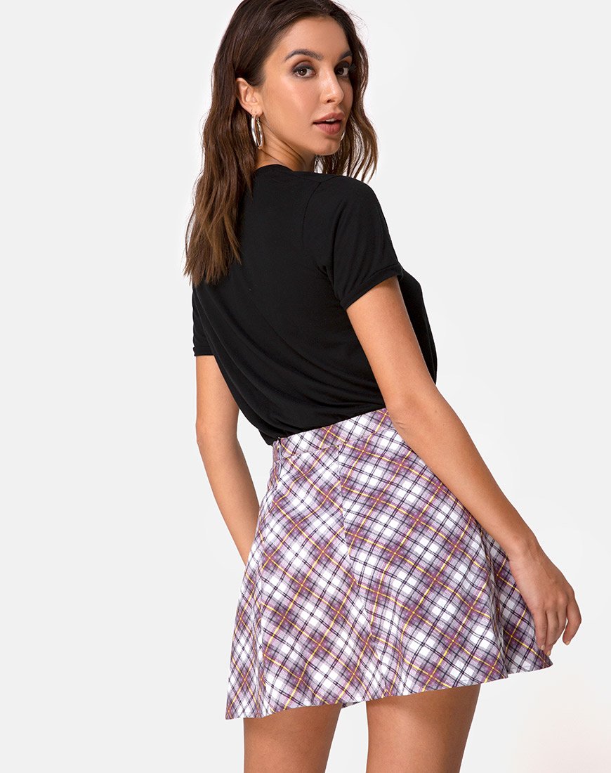 Afbeelding van Elda rok in Grunge ruit paars