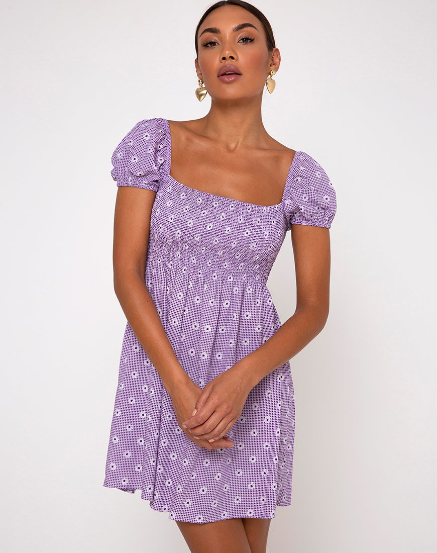 Eldre jurk in Daisy Field lavendel