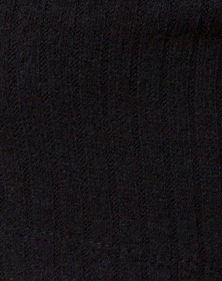 Afbeelding van Elena Gewatteerde Top in Ribtricot Zwart
