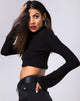 Afbeelding van Elena Gewatteerde Top in Ribtricot Zwart