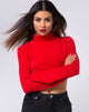 Afbeelding van Elena Gewatteerde Top in Ribtricot Rood
