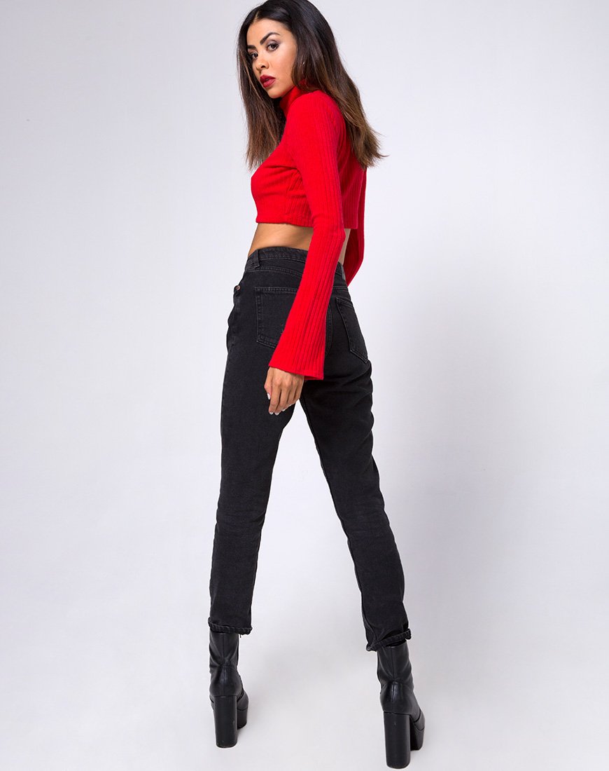 Afbeelding van Elena Gewatteerde Top in Ribtricot Rood