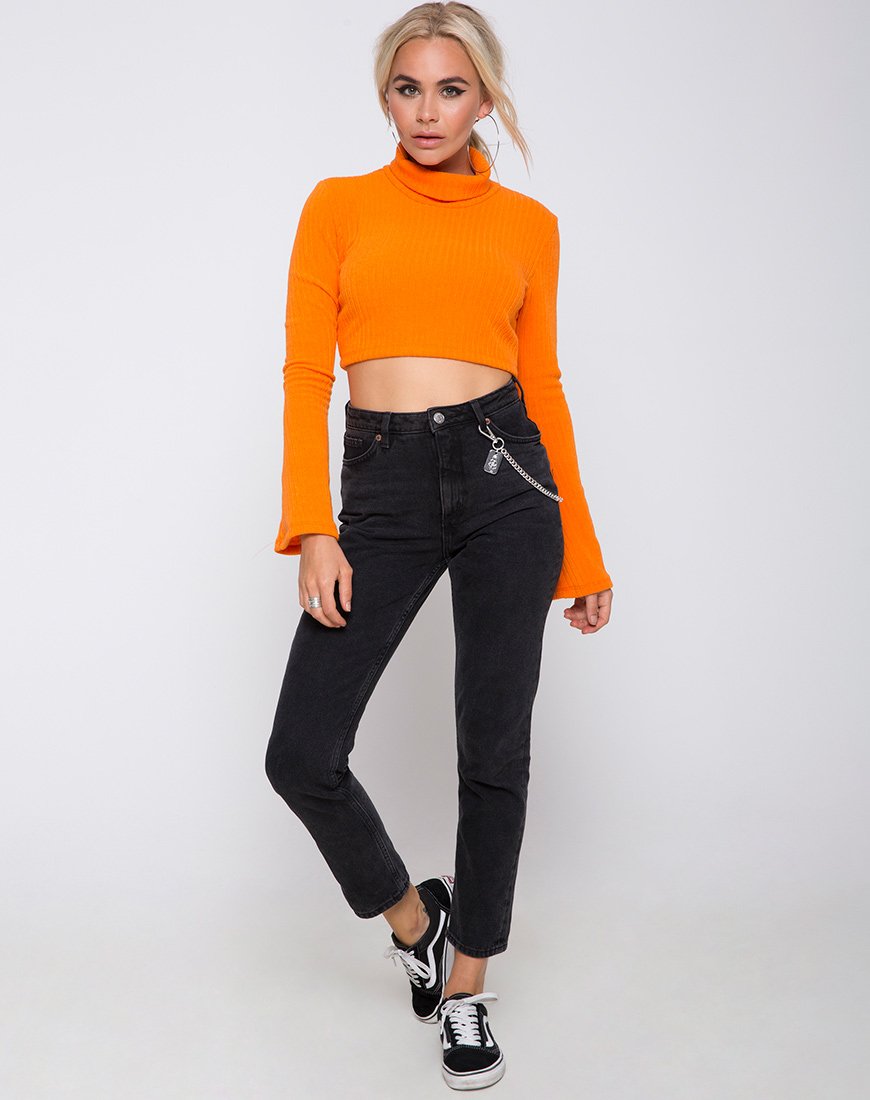 Afbeelding van Elena Gewatteerde Top in Ribtricot Oranje