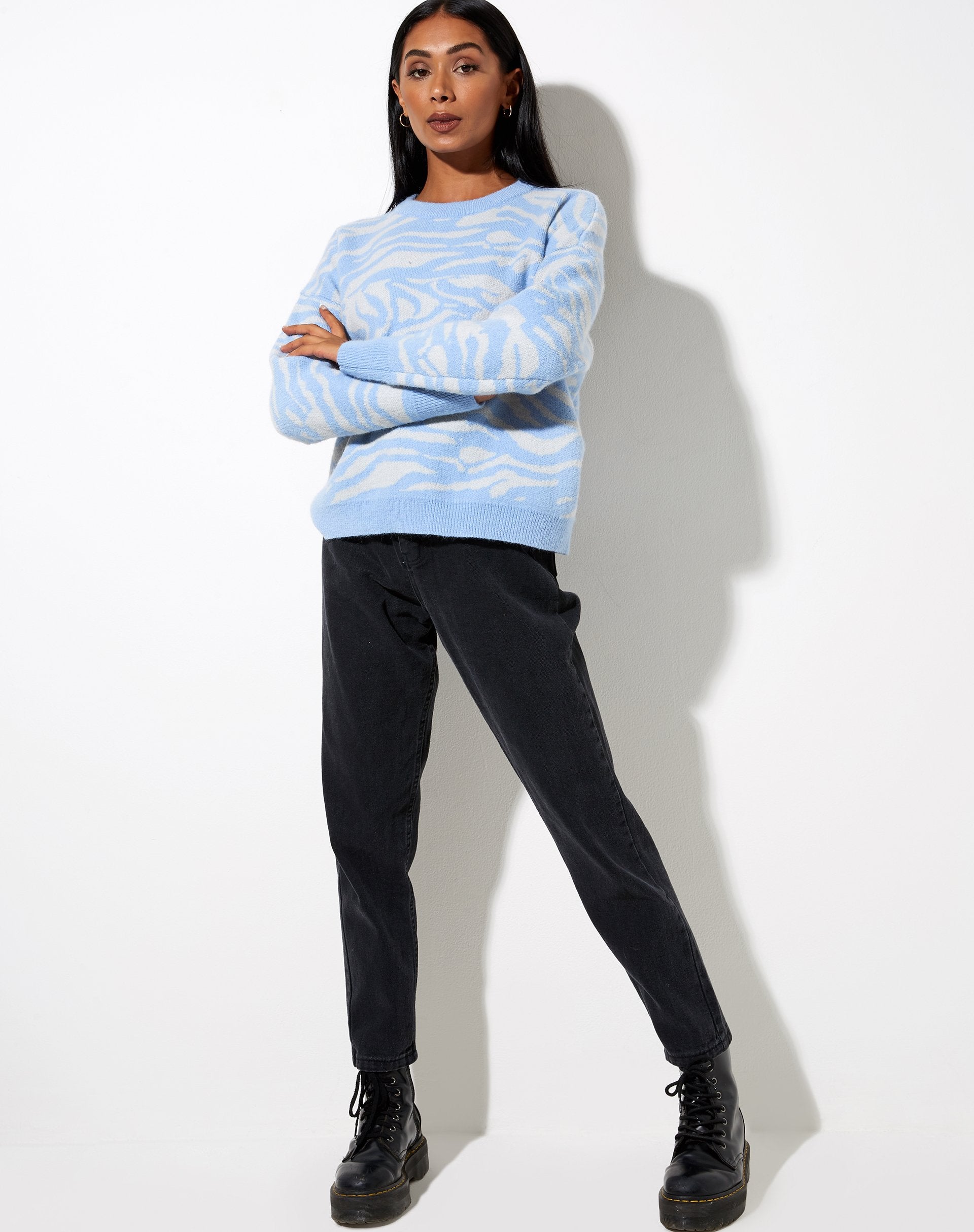 Afbeelding van Eleni trui in zebrablauw grijs