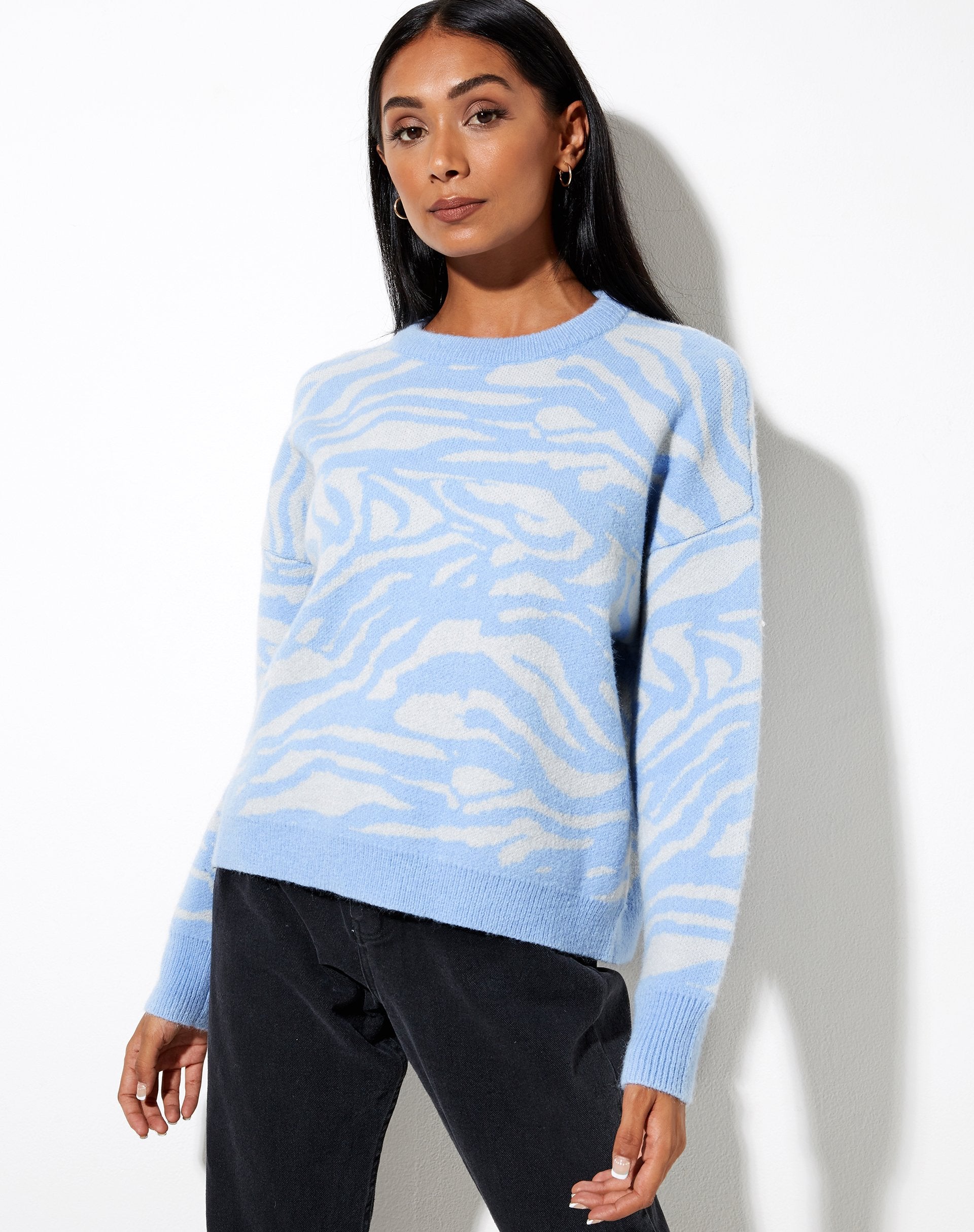 Afbeelding van Eleni trui in zebrablauw grijs