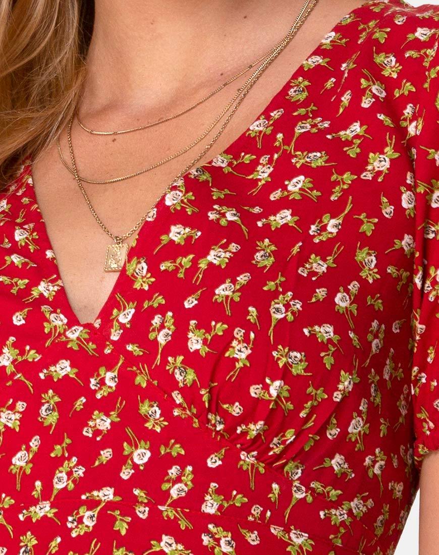 Afbeelding van Elfira Jurk in Falling for You Bloemig Rood