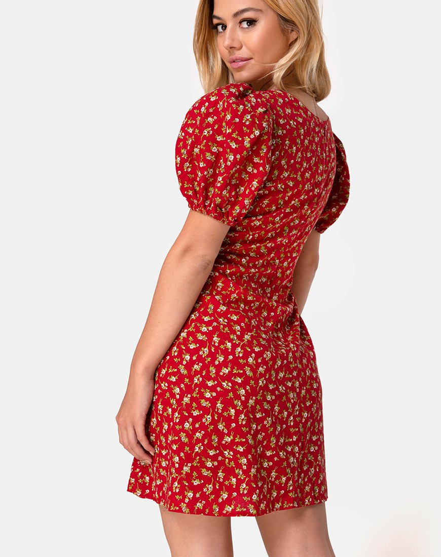 Afbeelding van Elfira Jurk in Falling for You Bloemig Rood