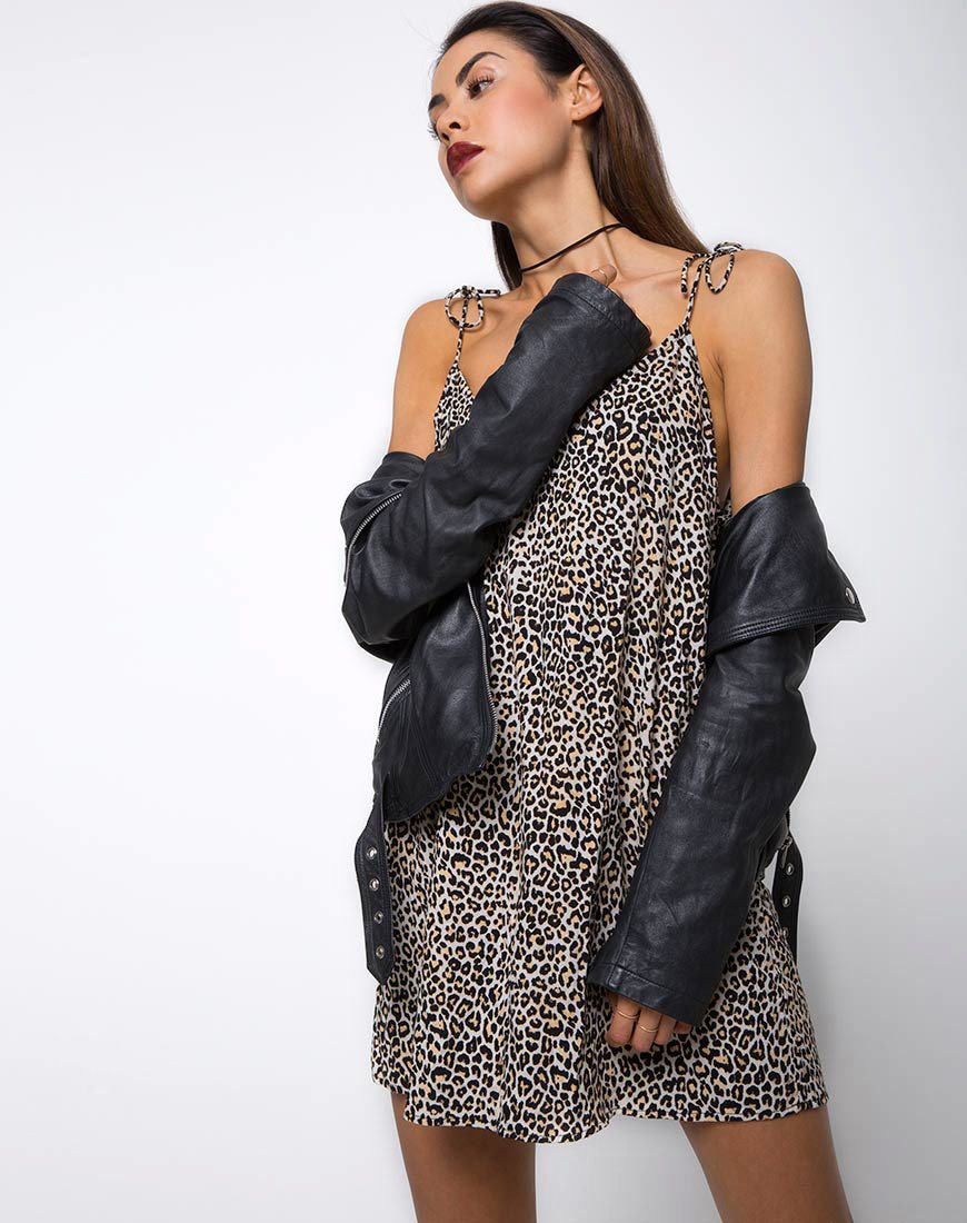 Afbeelding van Elgia Slip Dress in Rar Leopard Bruin