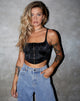Afbeelding van Elicia Crop Top in Black Rose Flock