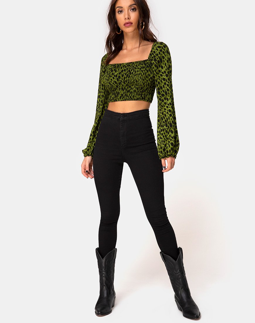 Afbeelding van Elina Top in Cheetah Khaki