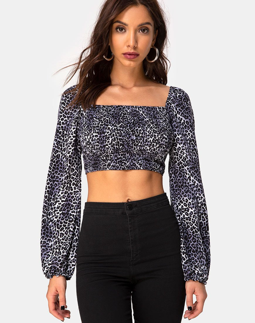 Elina Top in Rar Luipaardgrijs