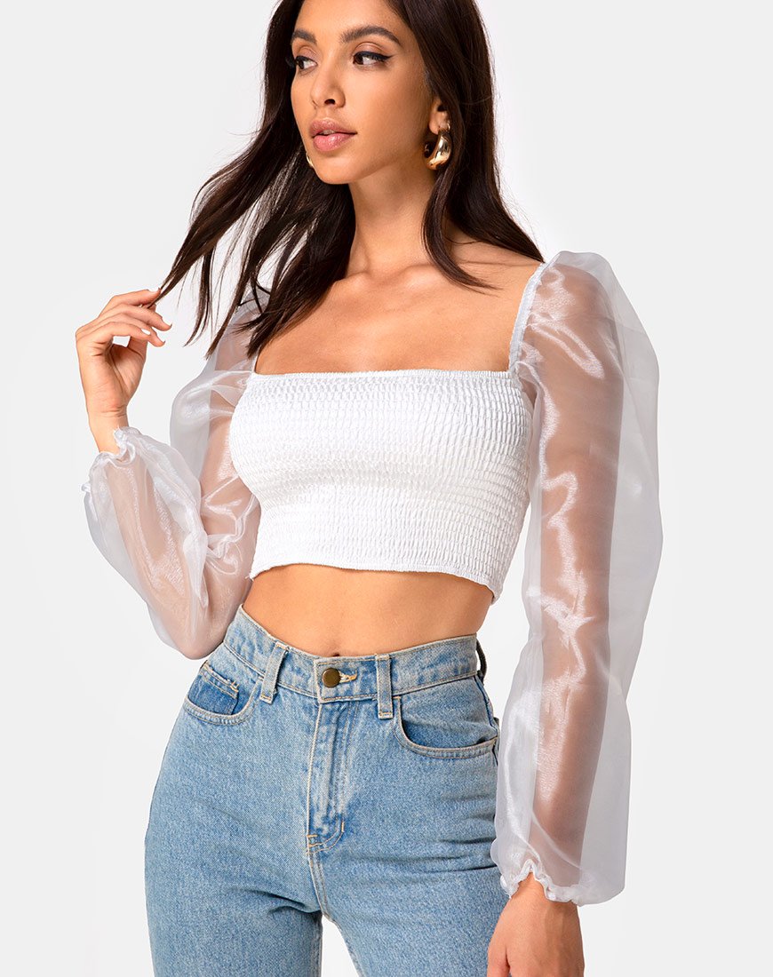 Elina Top in Organza Crème
