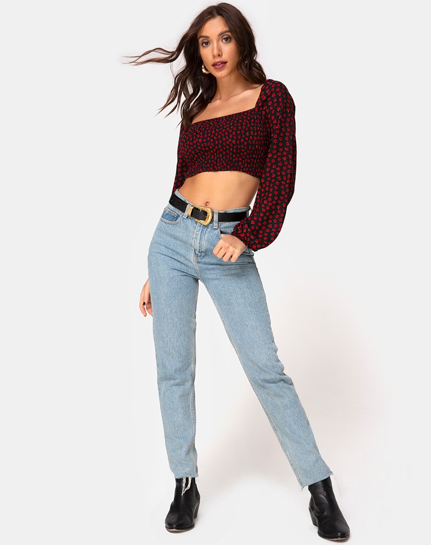 Afbeelding van Elina Top in Dotty Rose Zwart