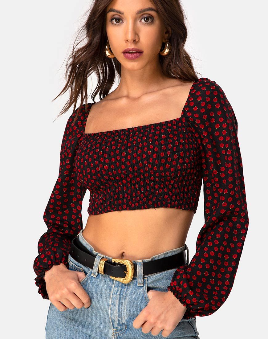Afbeelding van Elina Top in Dotty Rose Zwart