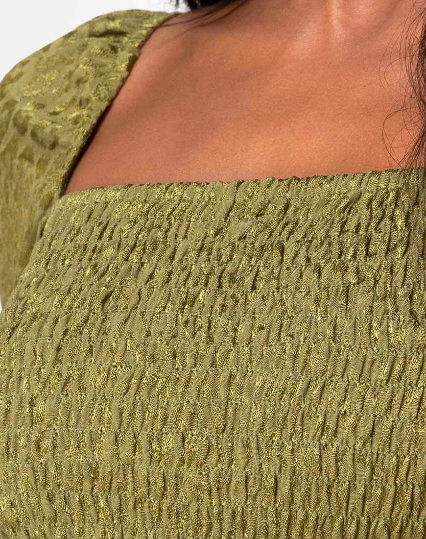 Afbeelding van Elina Top in Satijn Cheetah Khaki