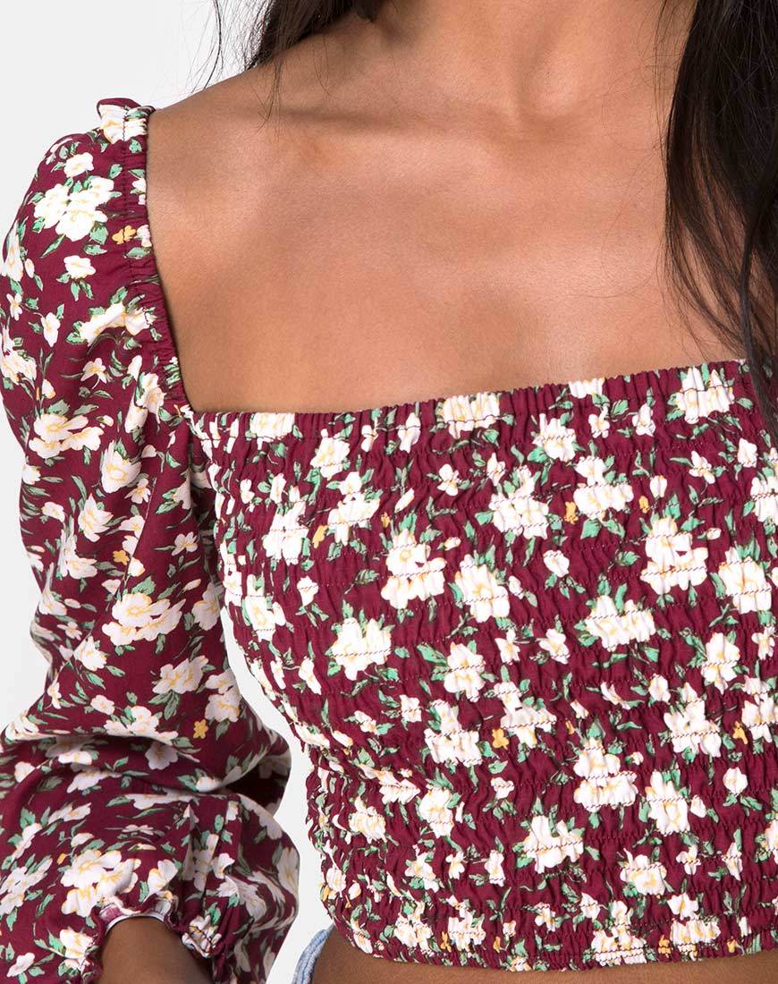 Afbeelding van Elina Crop Top in Wild Fleur Maroon