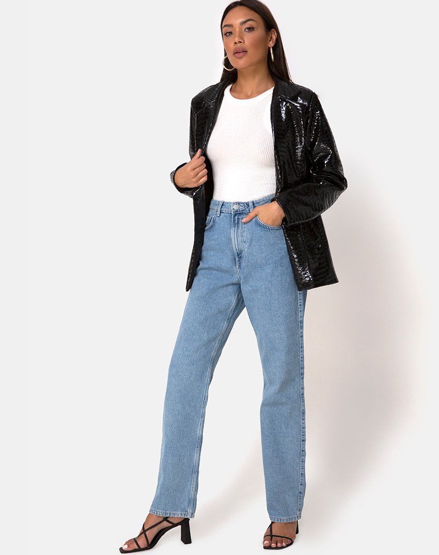 Afbeelding van Elize Blazer in Croc PU Zwart
