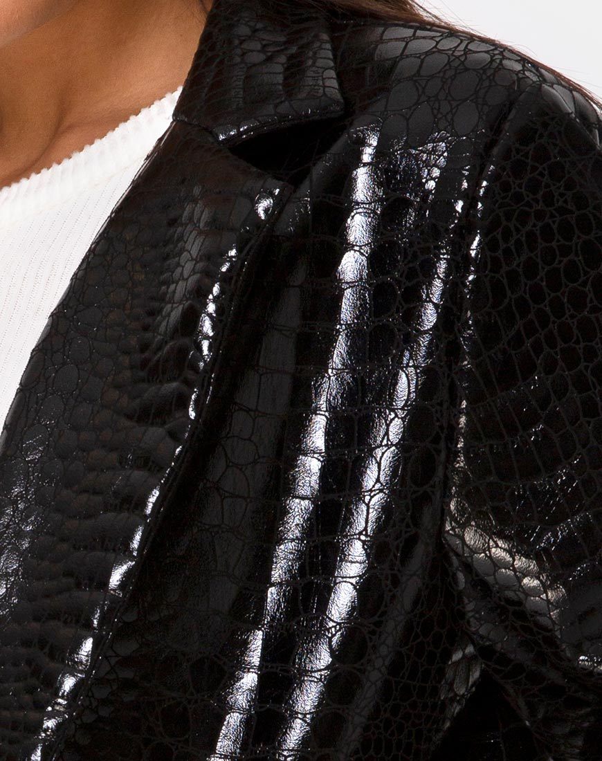 Afbeelding van Elize Blazer in Croc PU Zwart