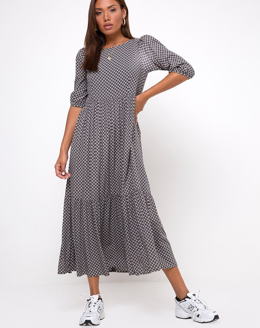 Afbeelding van Ellery Maxi Dress in Check it Out Zwart