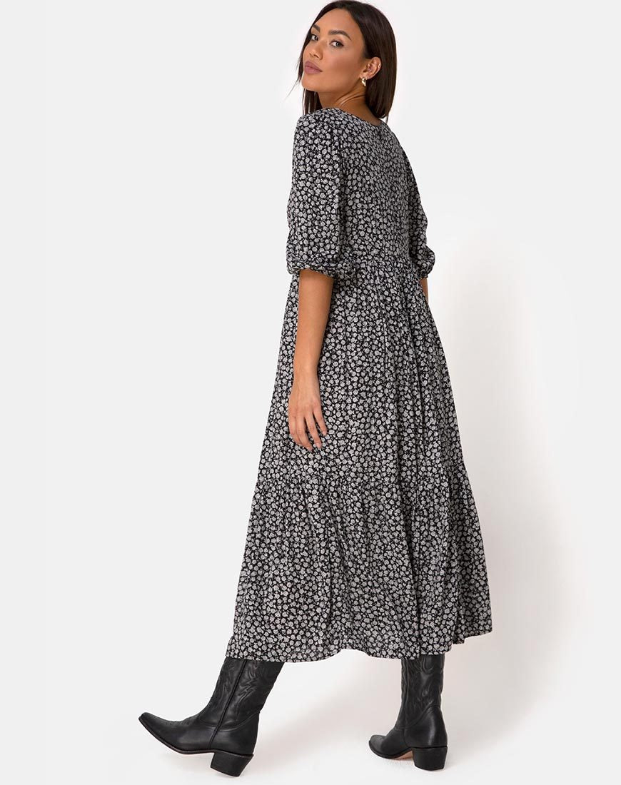 Ellery Jurk in Ditsy Rose Zwart