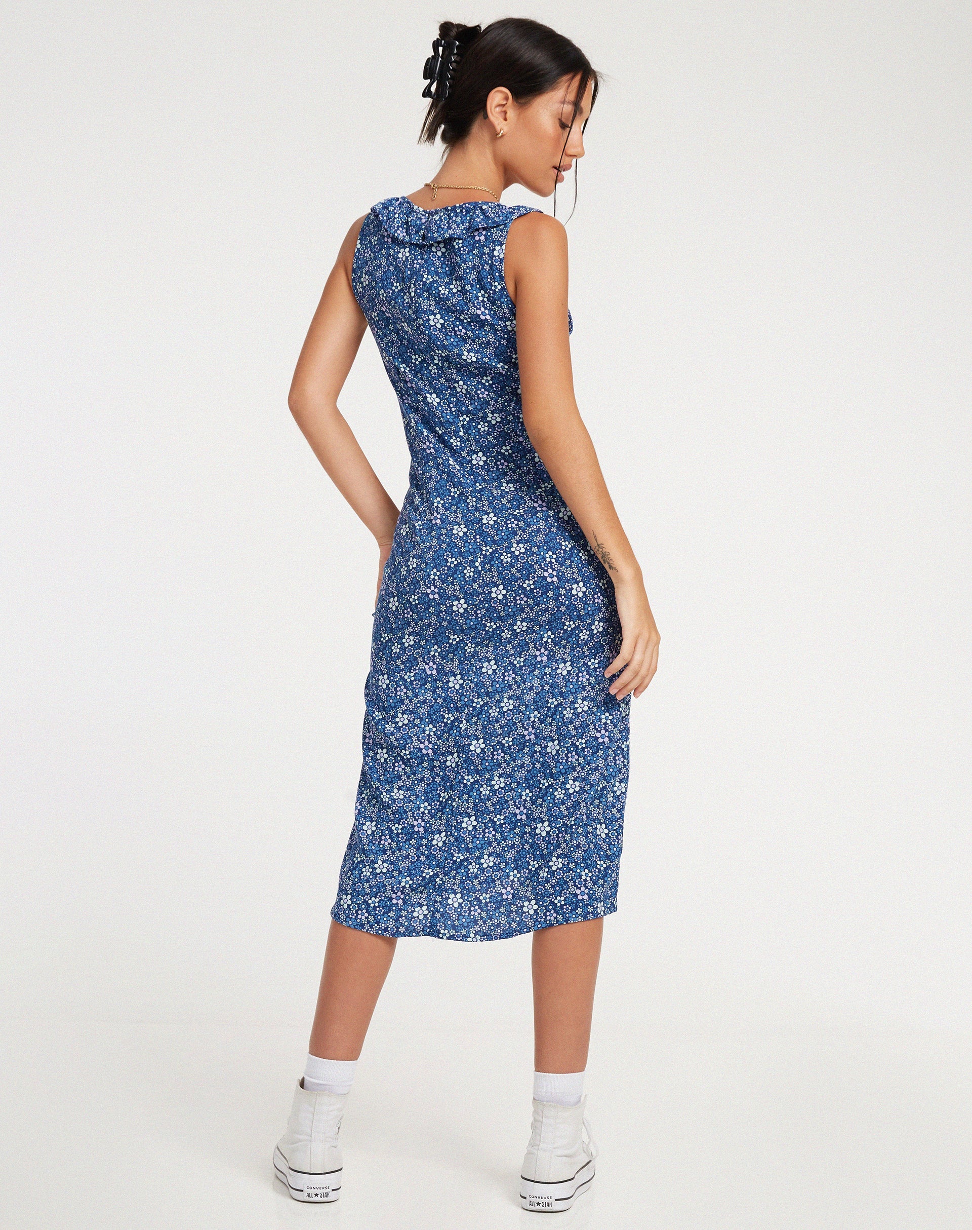Afbeelding van Elleta Midi Dress in Retro Floral Blue