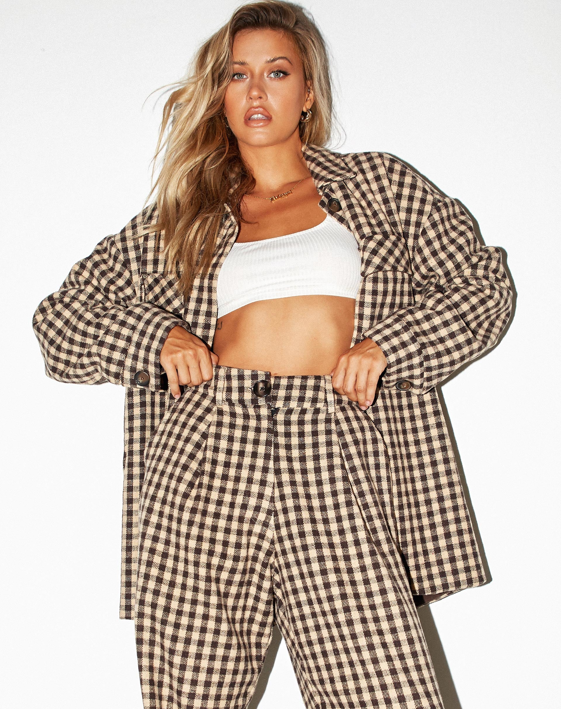 Afbeelding van Marcella Shirt in Tan Zwart Gingham