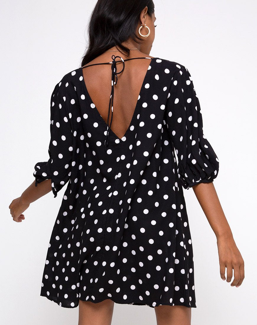Elna Babydoll Jurk in 80's Polka Zwart
