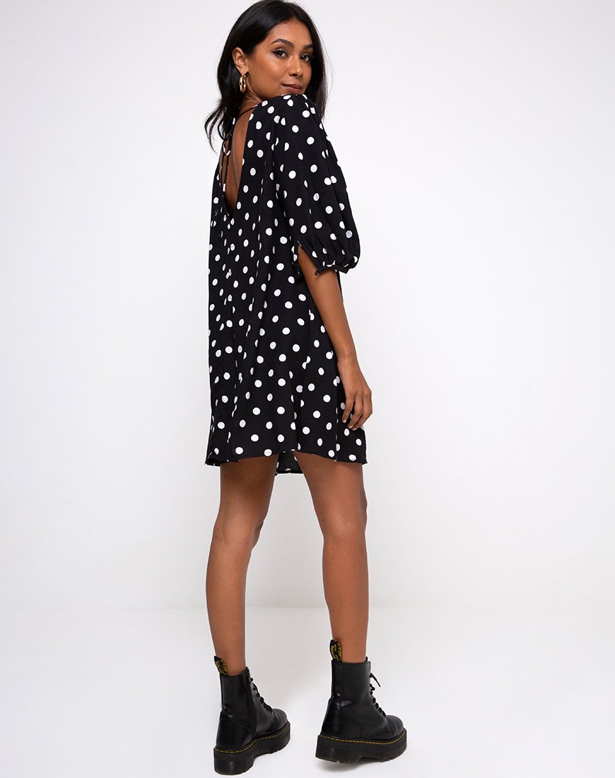 Image van Elna Babydoll Jurk in 80s Polka Zwart