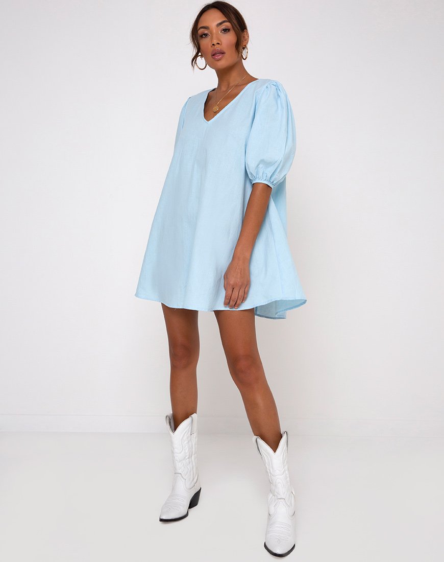 Afbeelding van Elna Babydoll Jurk in Hemelsblauw