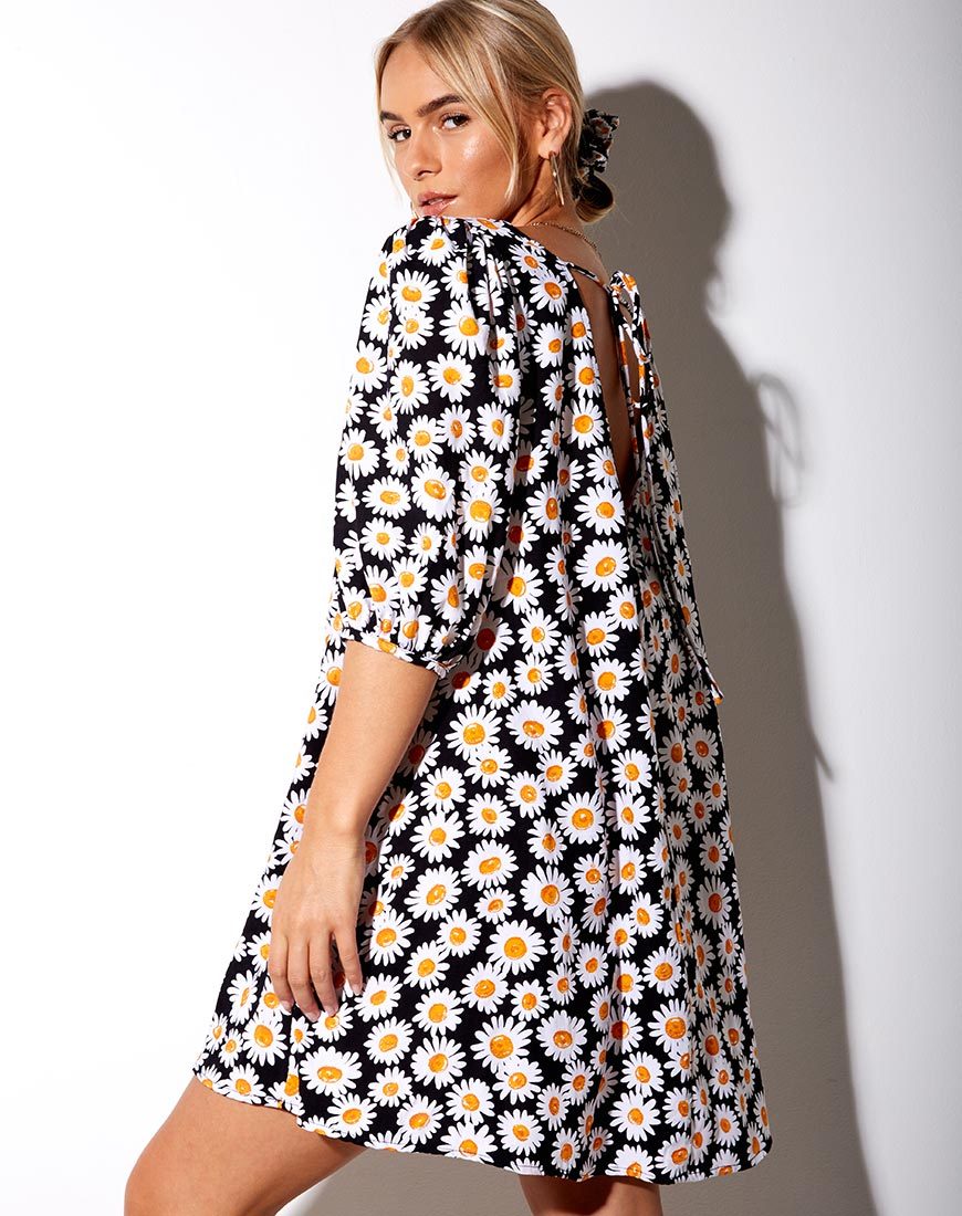 Elna Babydoll Jurk in Daisy Love Zwart