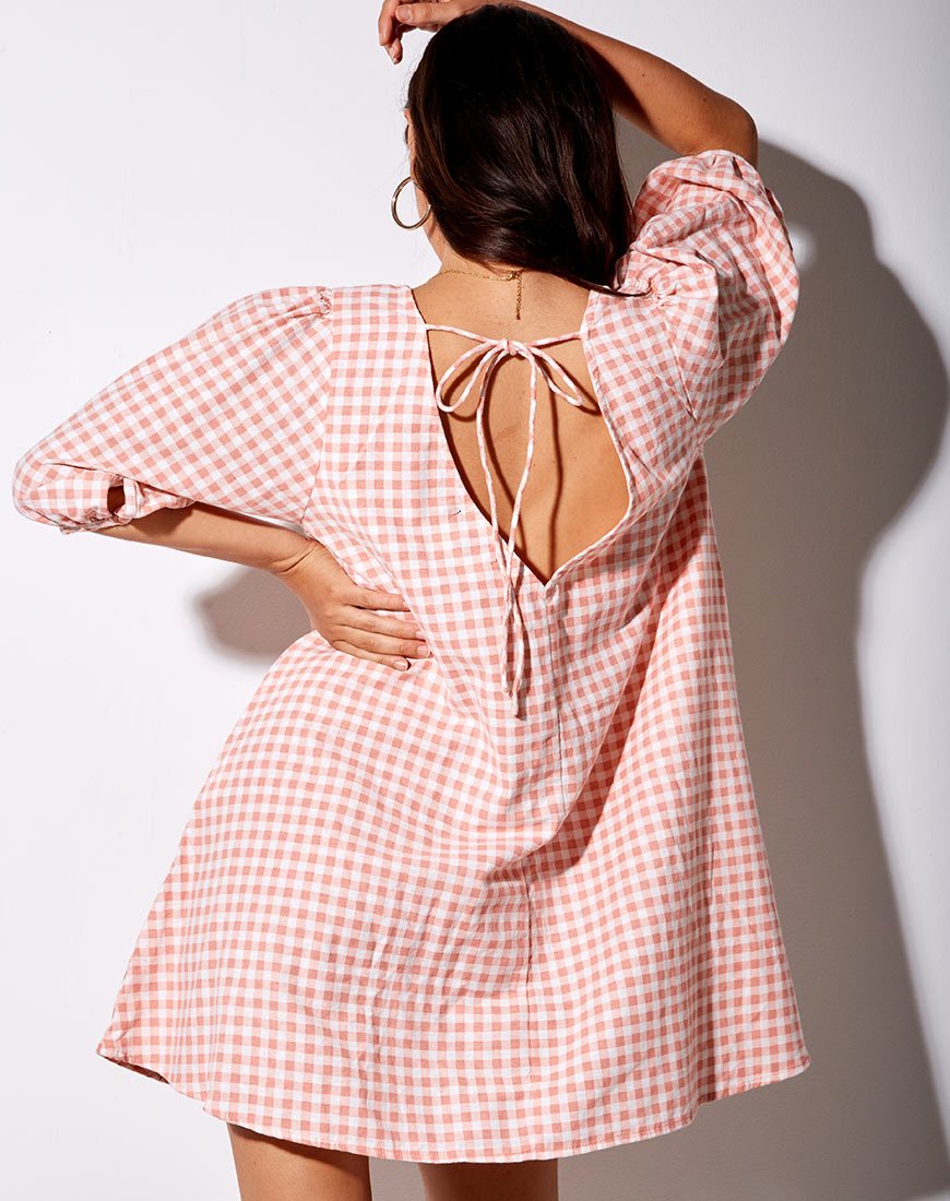 Elna Babydoll Jurk in Roze Ruit