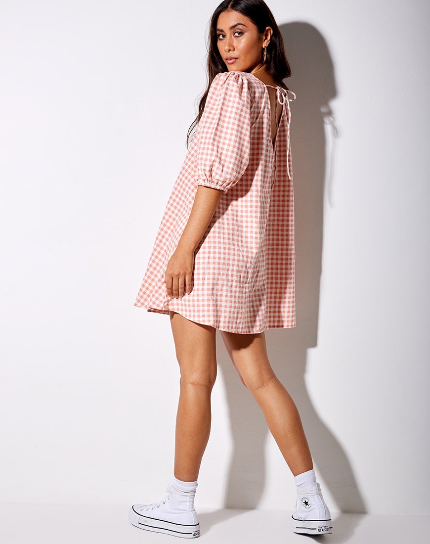 Image van Elna Babydoll Jurk in Roze Ruitje