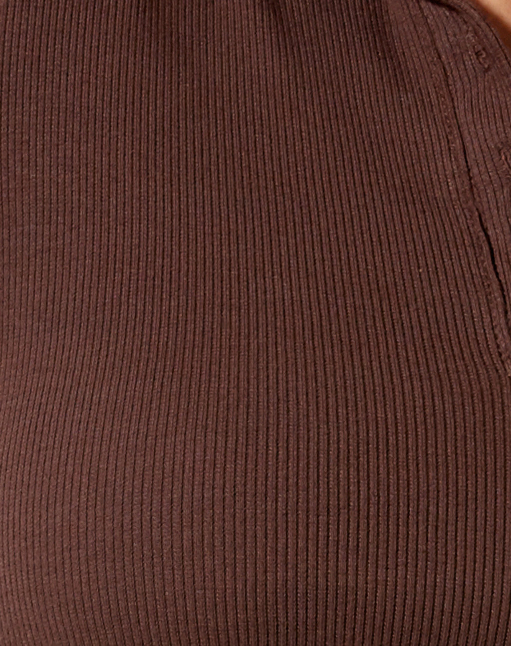 Elody Crop Top in Rib Diep Mahonie Cowgirl Embro