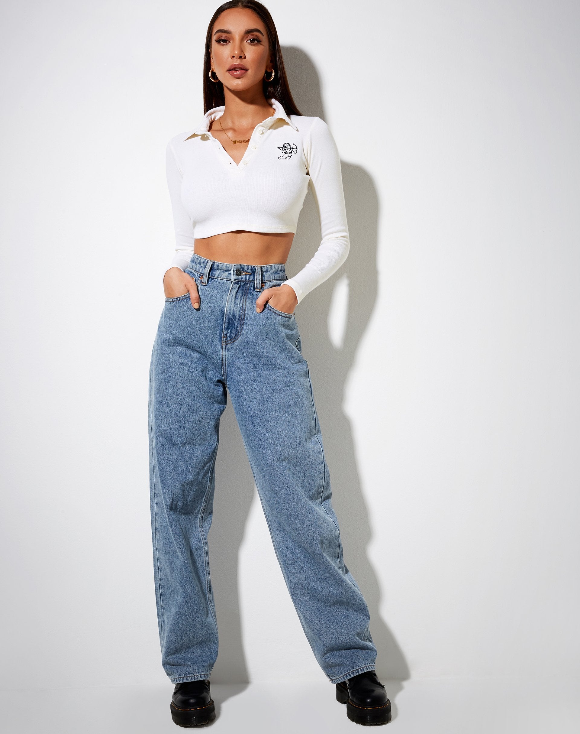 Afbeelding van Elody Crop Top in Rib Ivoor Cupido Embro